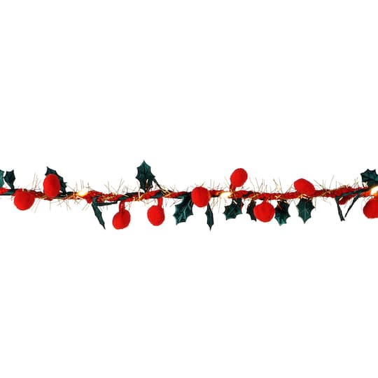 5.5ft. Red & Green Holly LED Garland String Lights by Ashland®